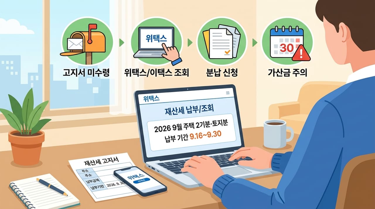 9월 재산세 2기분 납부 기한과 고지서가 안 왔을 때 확인하는 순서