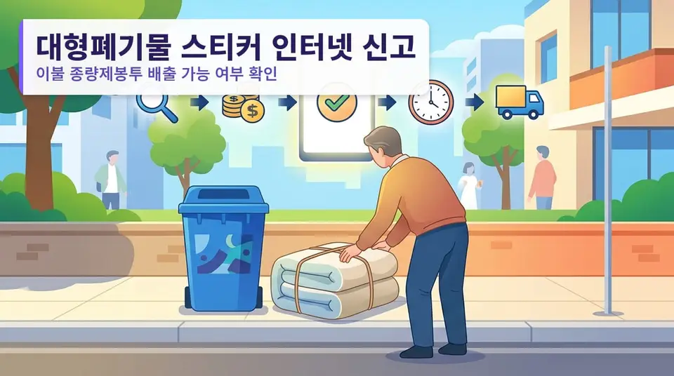 이불 버리는 법 — 종량제봉투 되나, 대형폐기물 스티커 인터넷 신고 5단계