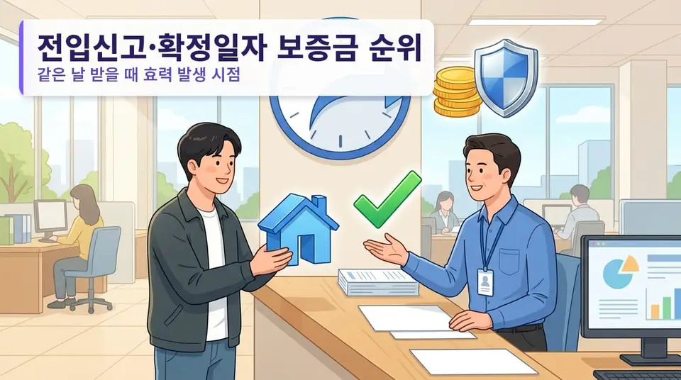 전입신고와 확정일자를 같은 날 받으면 보증금 순위는 언제부터인가