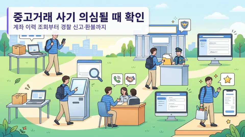 중고거래 사기 의심될 때 확인 순서 — 계좌 이력 조회부터 경찰 신고·환불까지